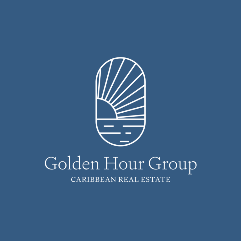 Golden Hour Group Caribbean Real Estate Logo - white on blue