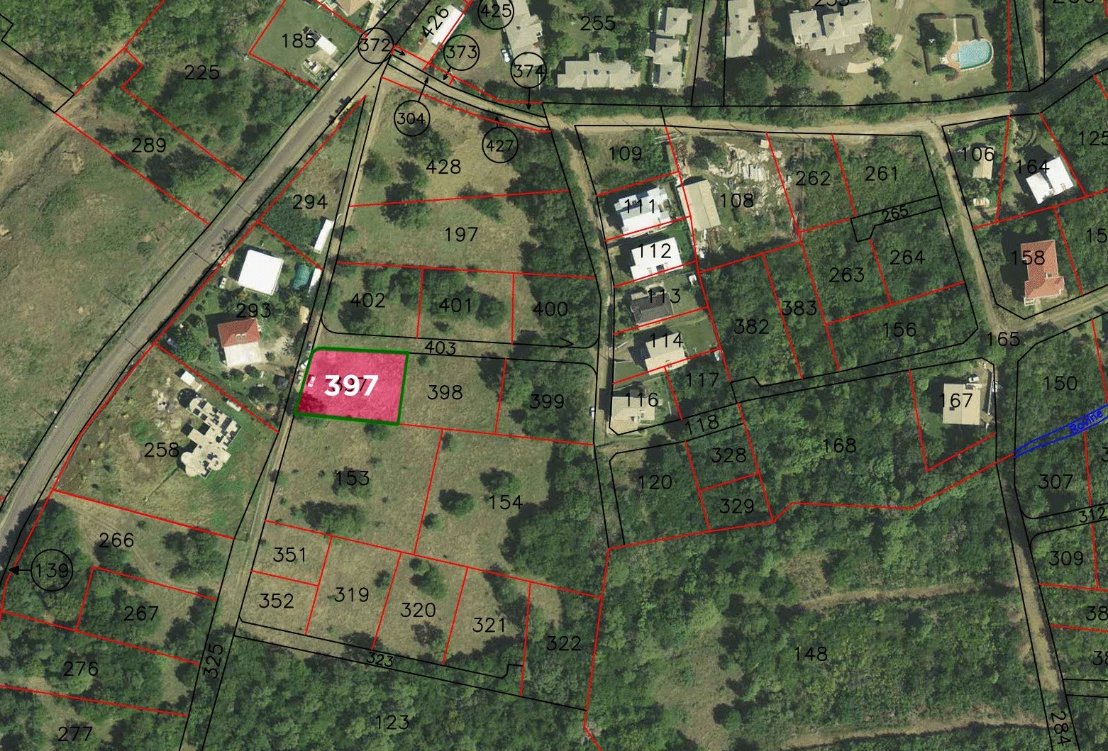 Satellite Map of Land for Sale in Bellvue