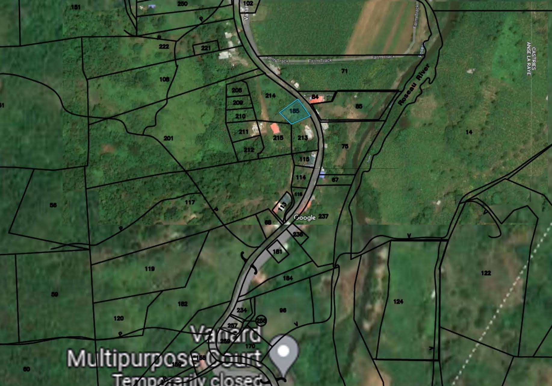 Satellite view of Land For Sale In Anse La Raye, St Lucia