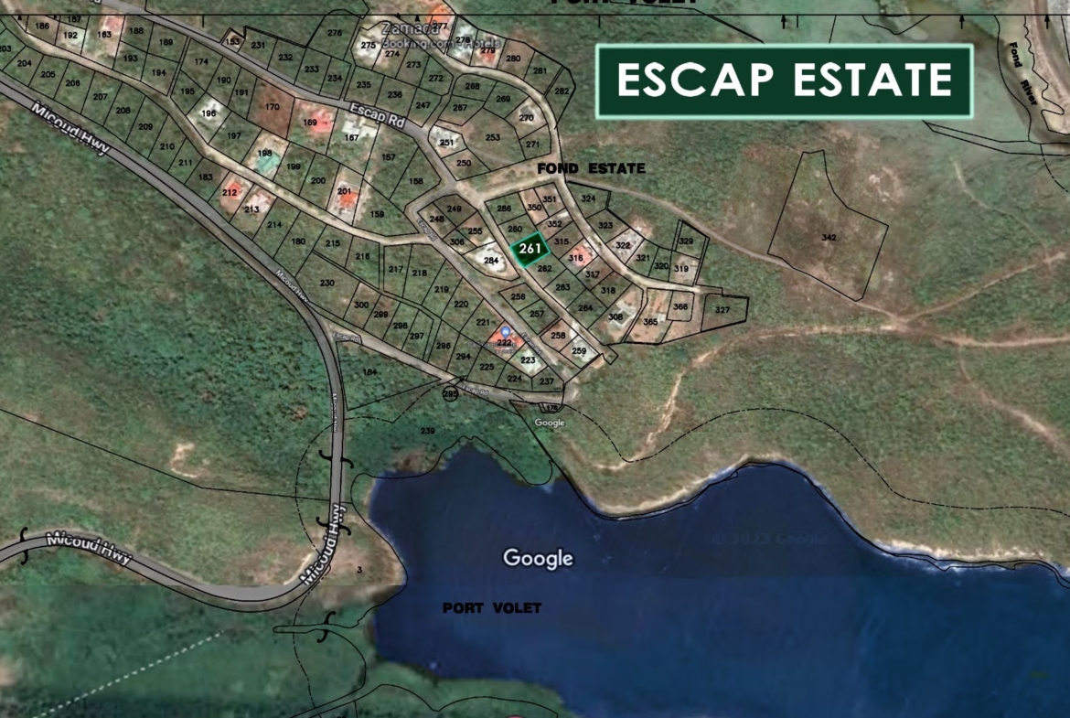 Satellite view of Land for Sale in Established Subdivision in Dennery