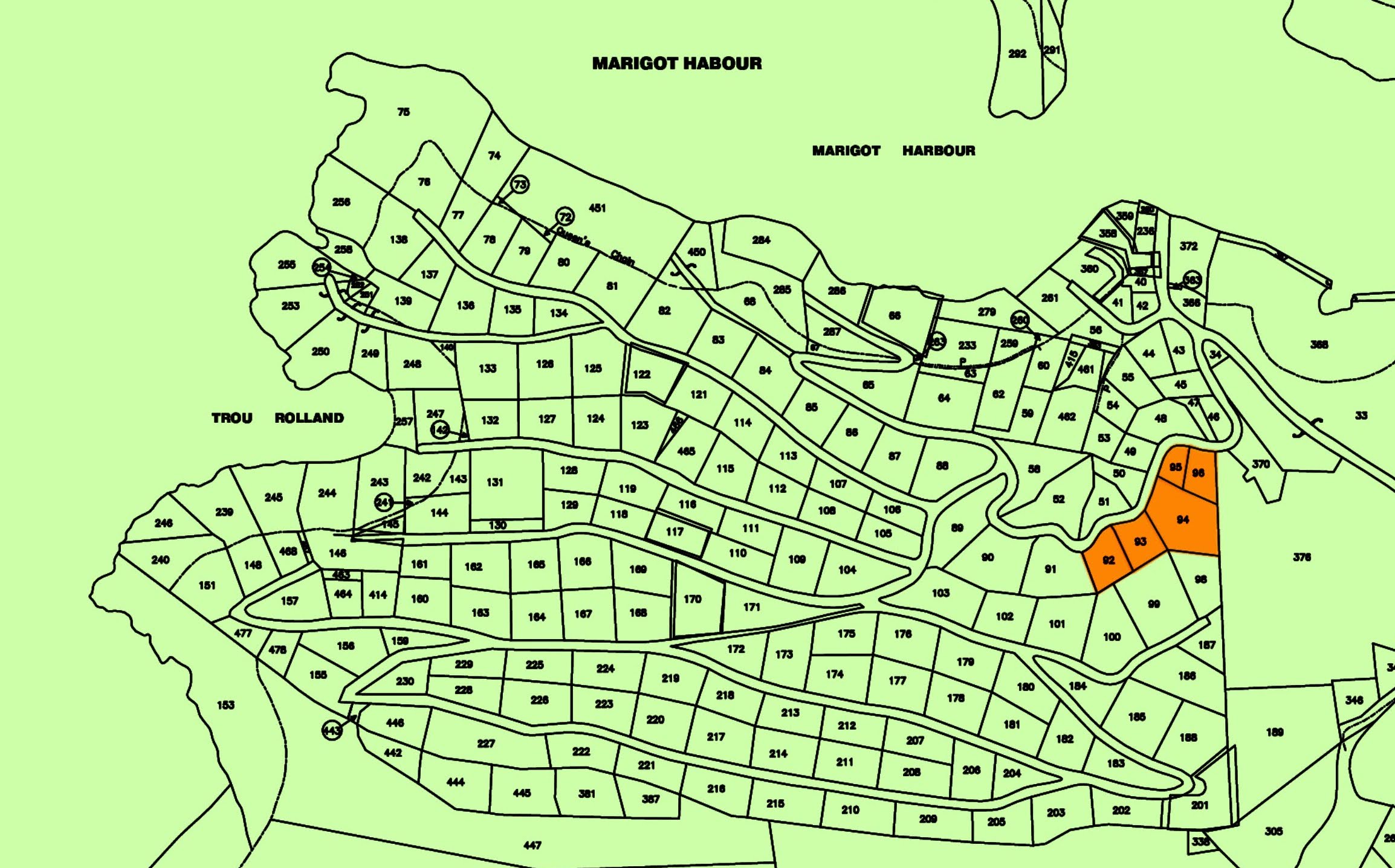 Map of Land for Sale in Marigot Bay