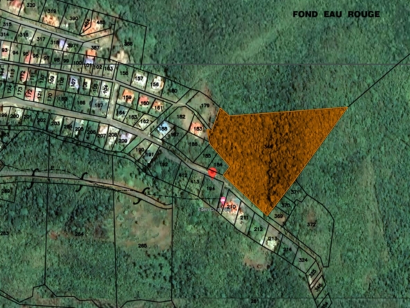 Satellite view and lines of Land for sale in Anse La Raye