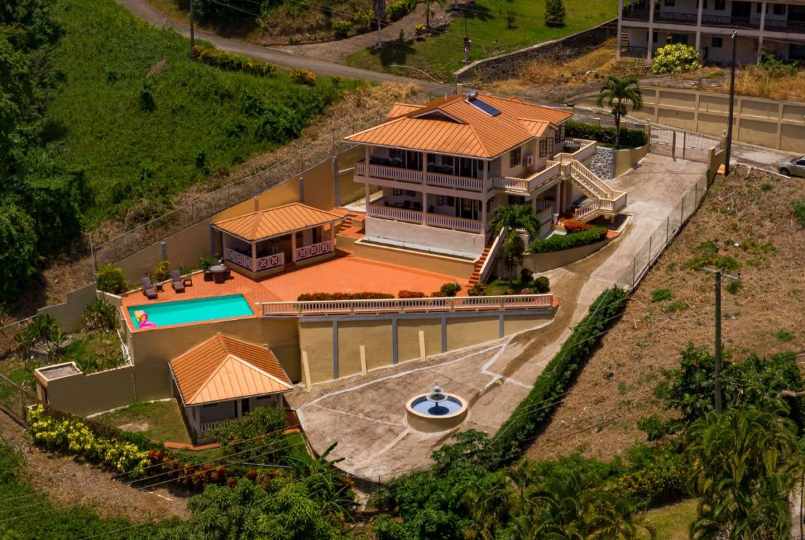 Aerial View Luxury Home For Sale In Marigot Bay