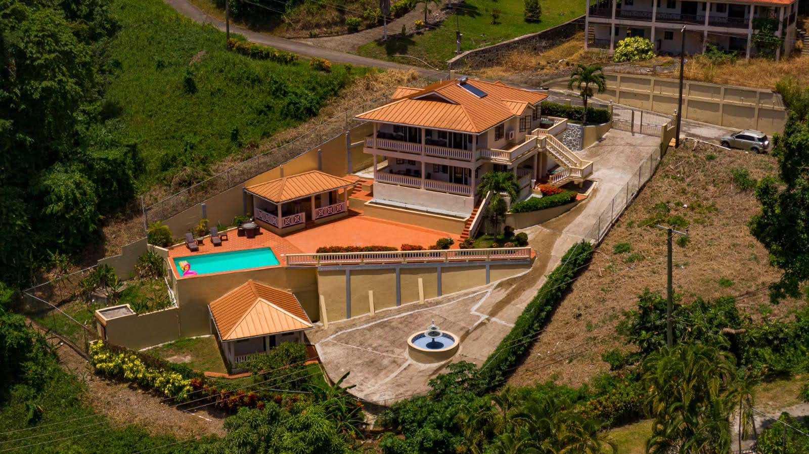 Aerial View Luxury Home For Sale In Marigot Bay