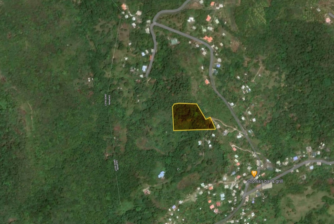 Satellite view of Land for sale in Desrameaux, Gros Islet