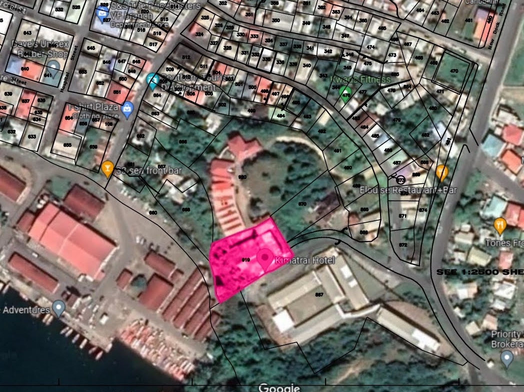 Satellite view of Hotel For Sale in Vieux Fort Saint Lucia