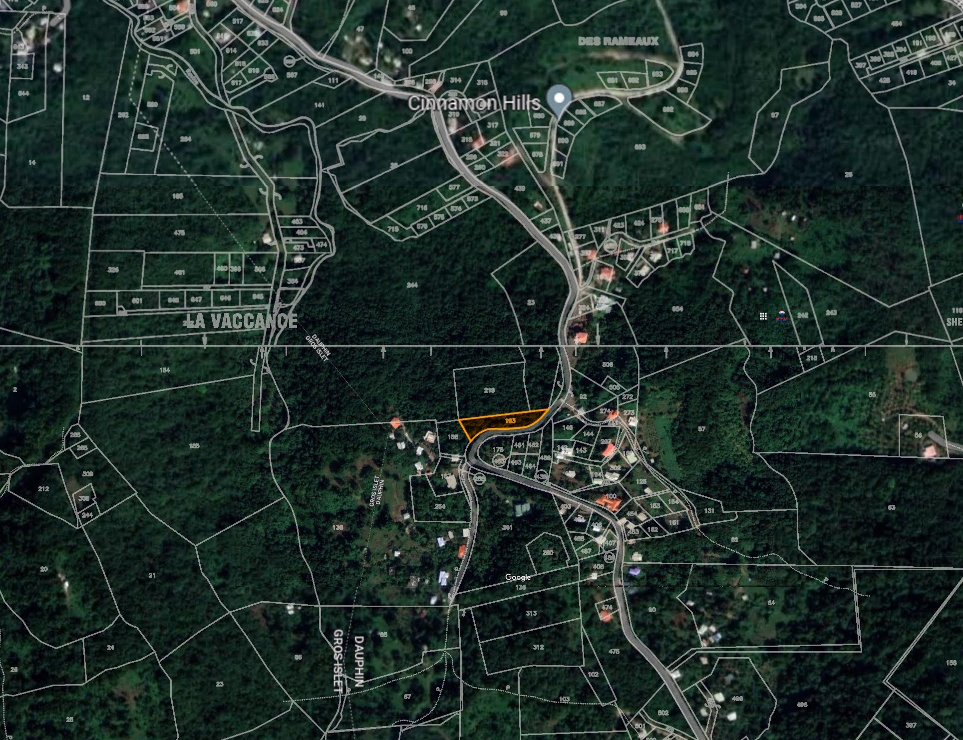 Satellite view of Land For Sale In River Mitant, Dauphin, Saint Lucia