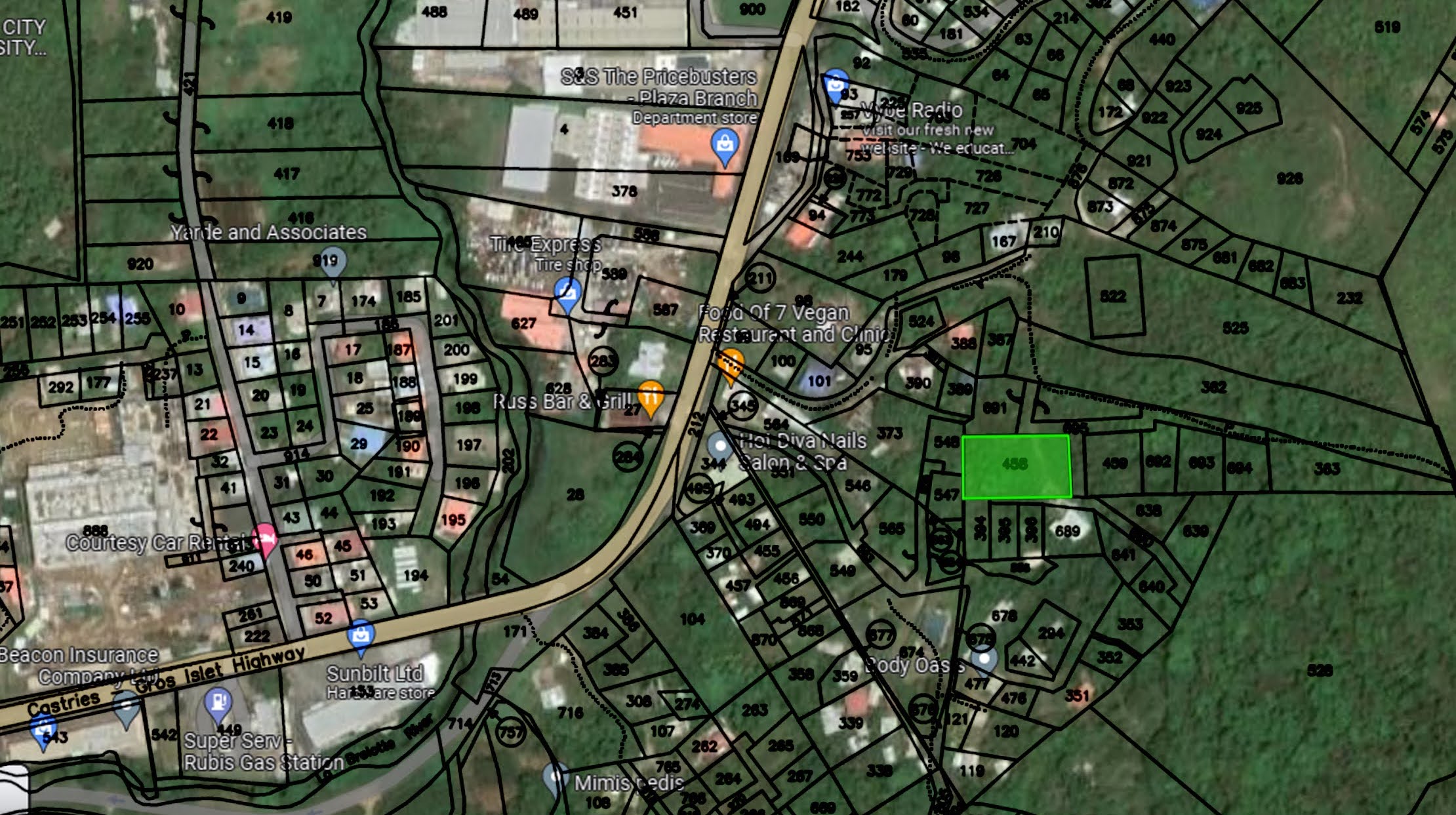 Satellite view of Land For Sale Overlooking Bois D’Orange, Gros Islet Satellite view of Land For Sale Overlooking Bois D'Orange, Gros Islet