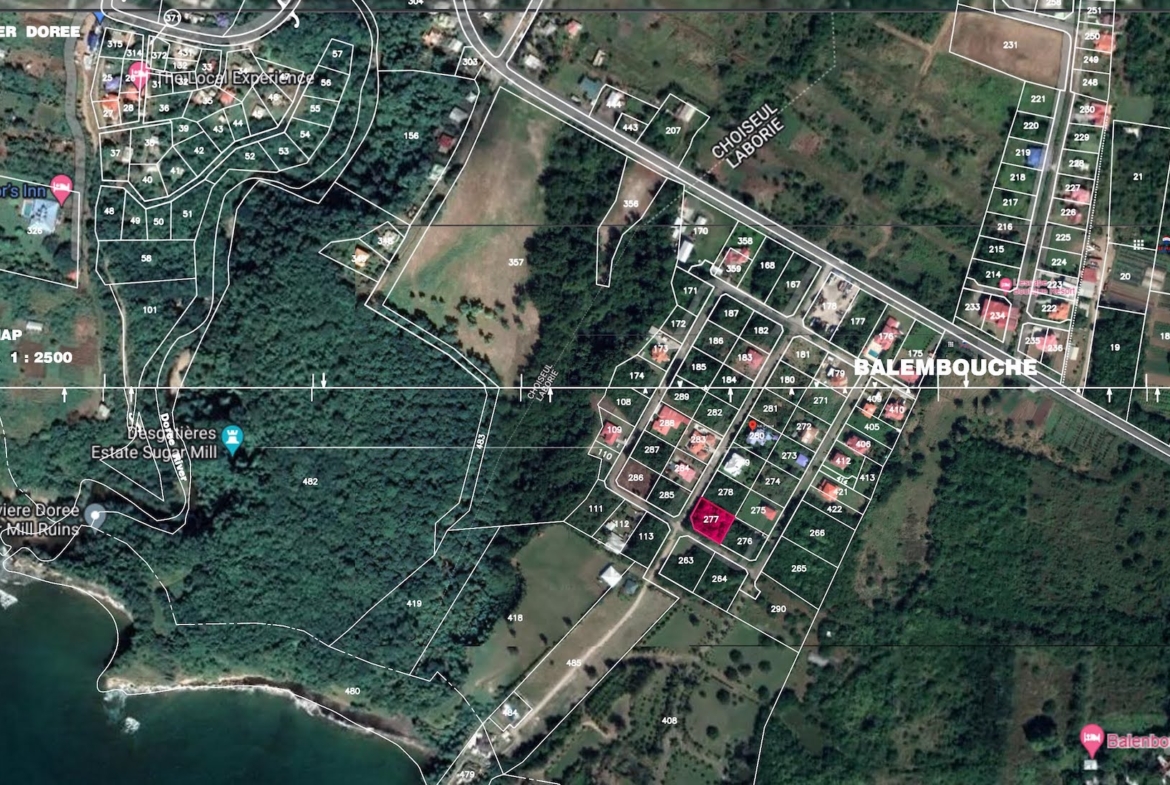 Satellite view of Residential Land For Sale In Laborie, Saint Lucia