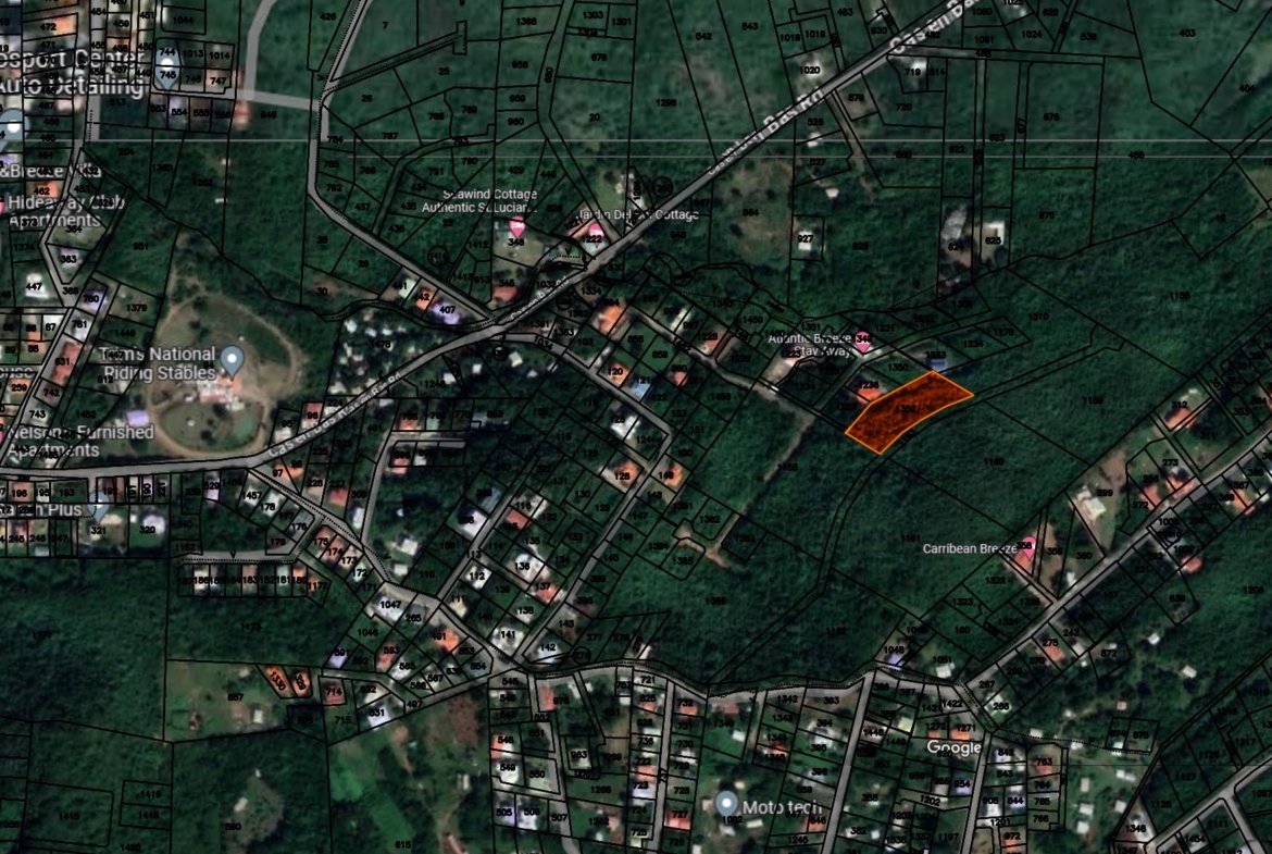 Satellite view Ocean View - Land For Sale in Cas-en-Bas Gros-Islet