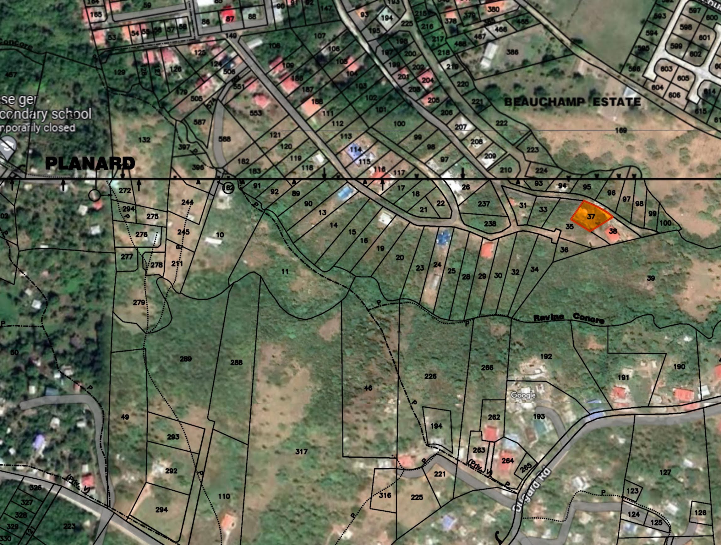 Satellite view with map sheet overlay – 1626B 37