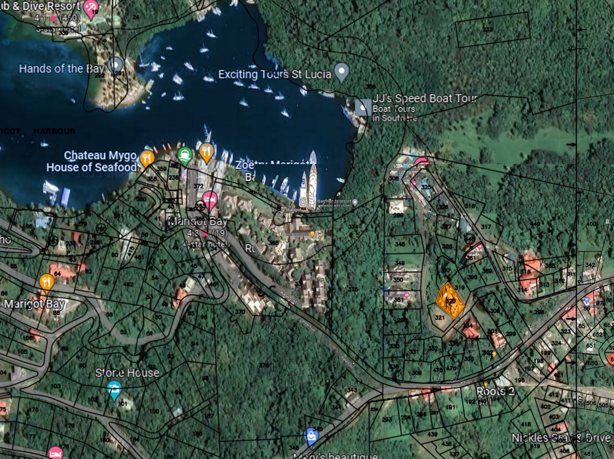 Satellite view of Home For Sale In Marigot Bay