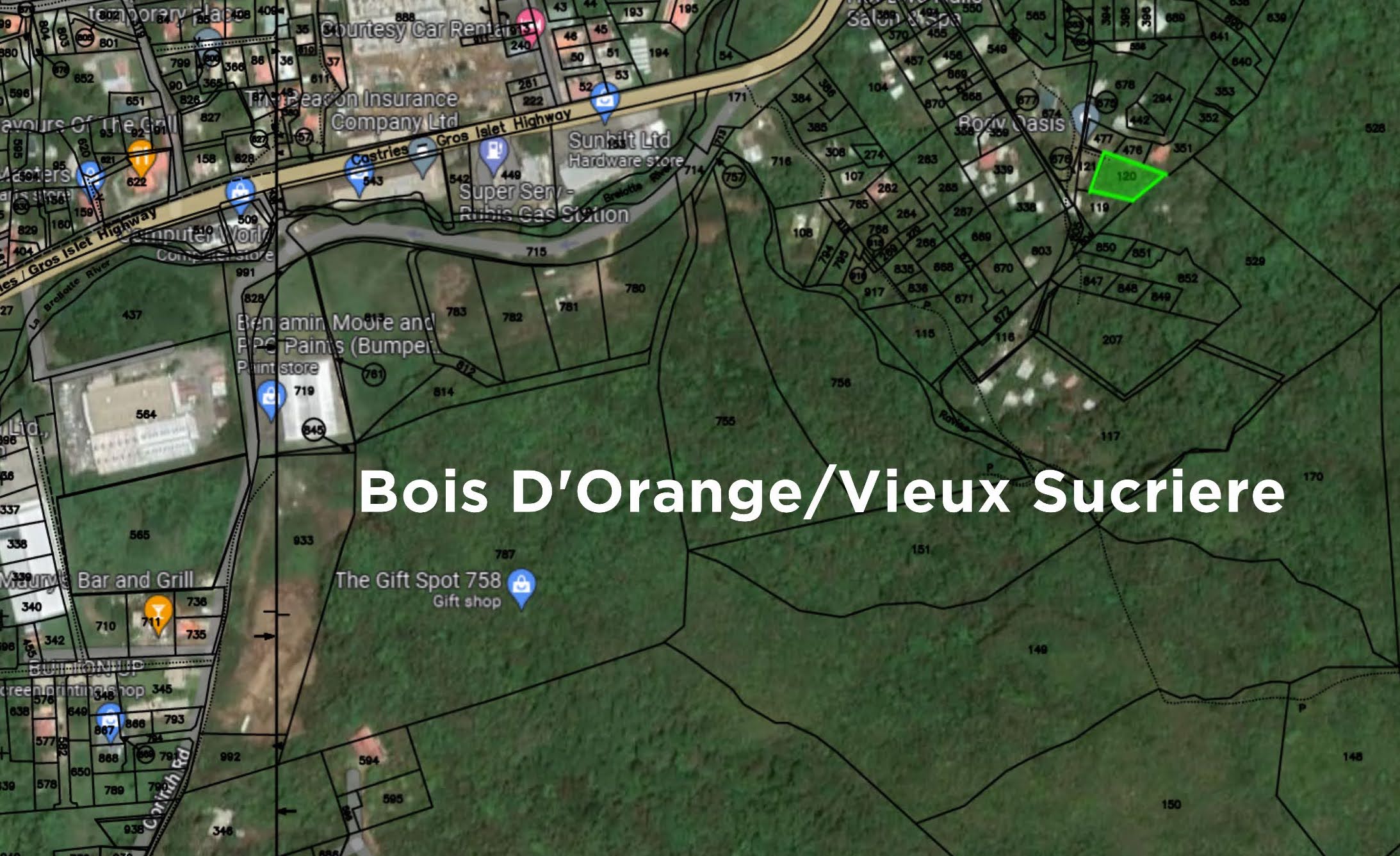 Satellite view of Land For Sale In Bois D’Orange – Great Value Satellite view of Land For Sale In Bois D'Orange - Great Value