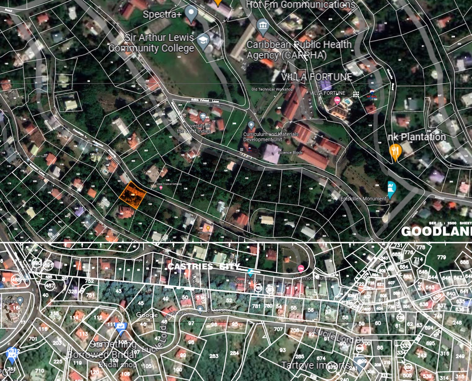 Satellite View - Land for sale in Morne Fortune - Castries