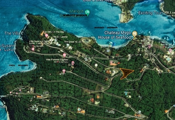 Satellite view of Beautiful Lot for Sale in Marigot Bay
